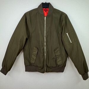 Killion Mens Standard Issue MA-1 Bomber Zip Up Jacket Olive Green Sz. Large L